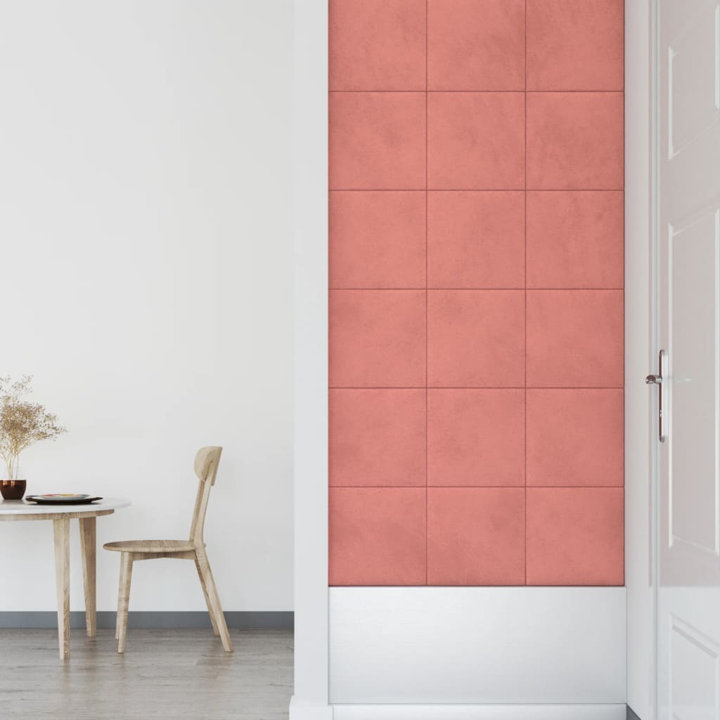 Wandpanelen 1,08 M² Fluweel Roze 30 x 30 cm Rechthoekig