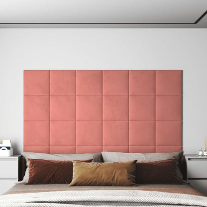 Wandpanelen 1,08 M² Fluweel Roze 30 x 30 cm Rechthoekig