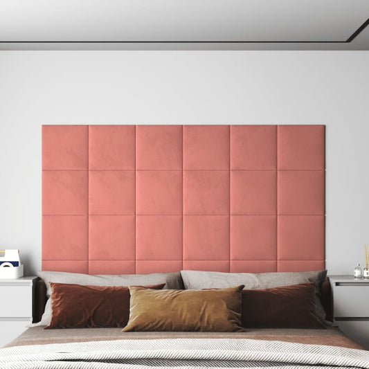 Wandpanelen 1,08 M² Fluweel Roze 30 x 30 cm Rechthoekig