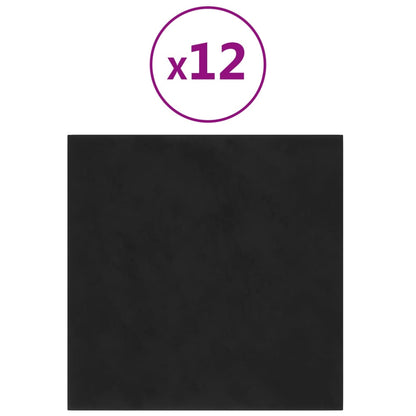 Wandpanelen 1,08 M² Fluweel Zwart 30 x 30 cm Rechthoekig