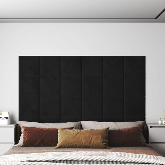 Wandpanelen 1,08 M² Fluweel Zwart 30 x 30 cm Rechthoekig