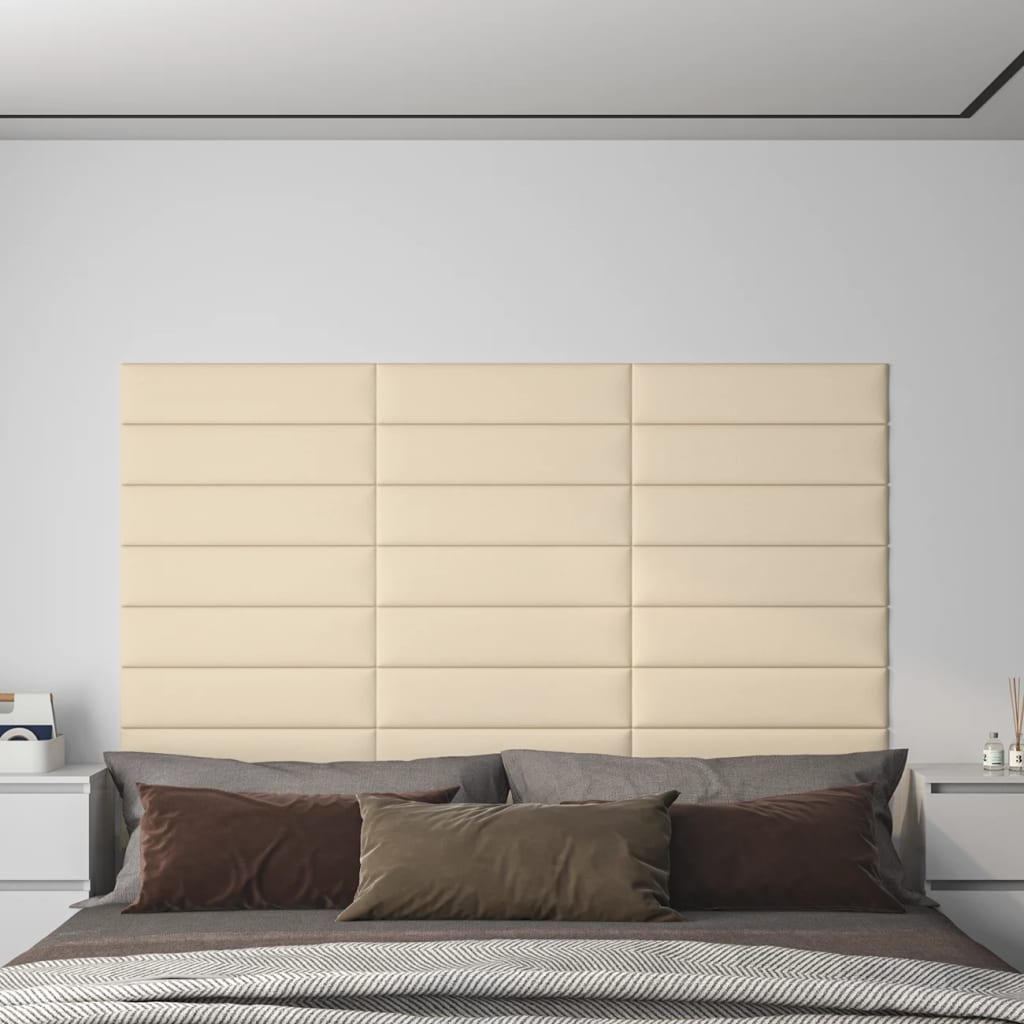 Wandpanelen 1,08 M² Stof Kleurig Crème 60 x 15 cm Rechthoekig