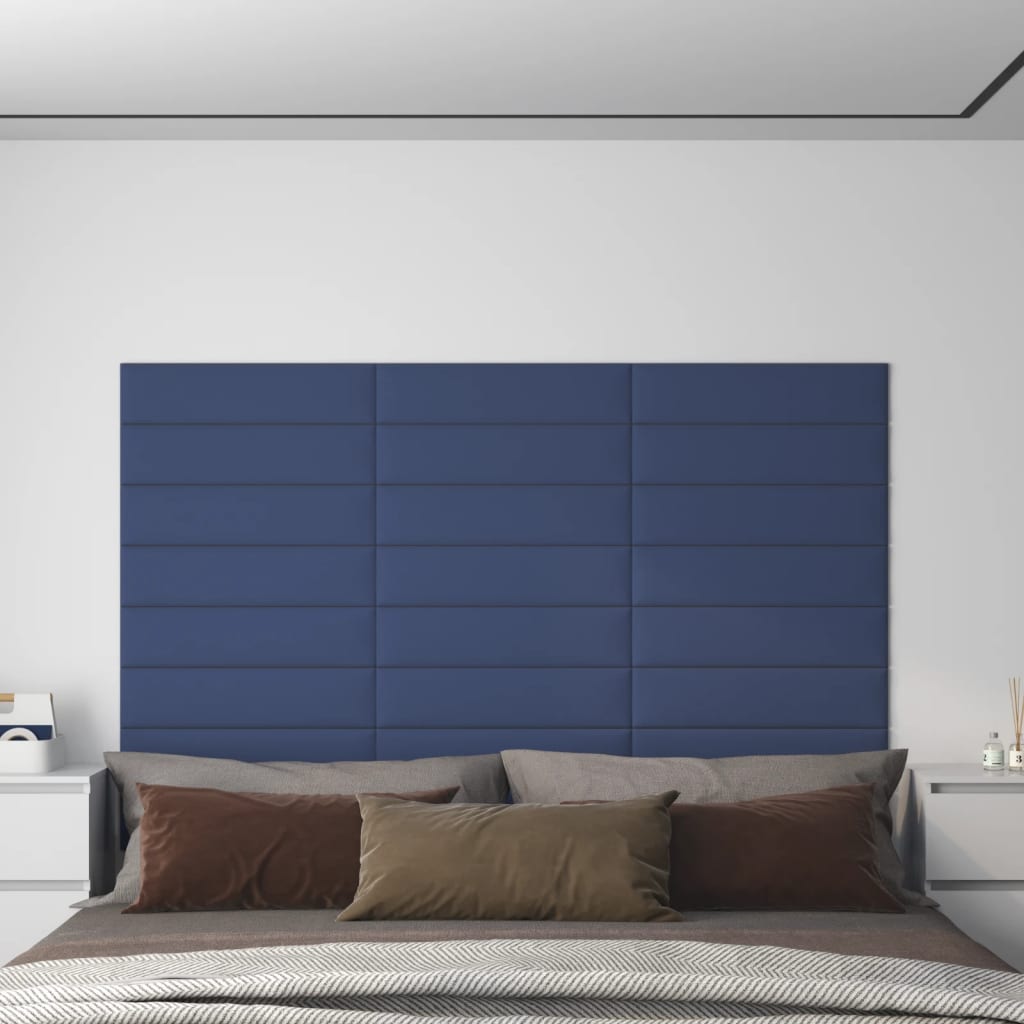 Wandpanelen 1,08 M² Stof Blauw 60 x 15 cm Rechthoekig