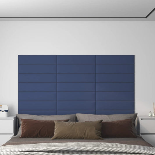Wandpanelen 1,08 M² Stof Blauw 60 x 15 cm Rechthoekig