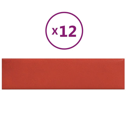 Wandpanelen 1,08 M² Kunstleer Rood 60 x 15 cm Rechthoekig