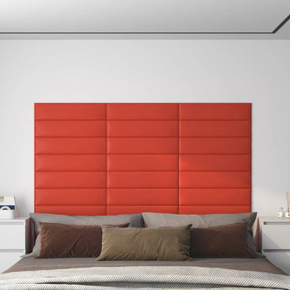 Wandpanelen 1,08 M² Kunstleer Rood 60 x 15 cm Rechthoekig