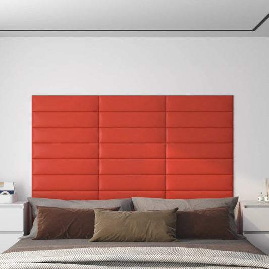Wandpanelen 1,08 M² Kunstleer Rood 60 x 15 cm Rechthoekig