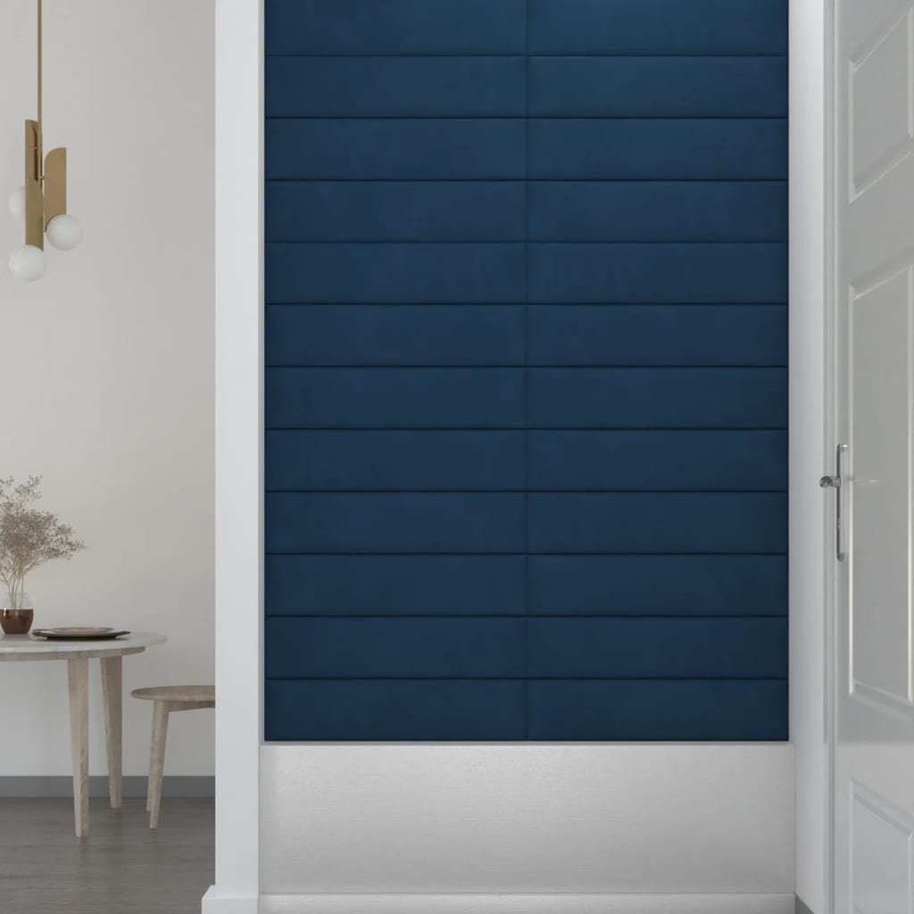 Wandpanelen 1,08 M² Fluweel Blauw 60 x 15 cm Rechthoekig