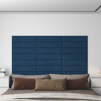 Wandpanelen 1,08 M² Fluweel Blauw 60 x 15 cm Rechthoekig