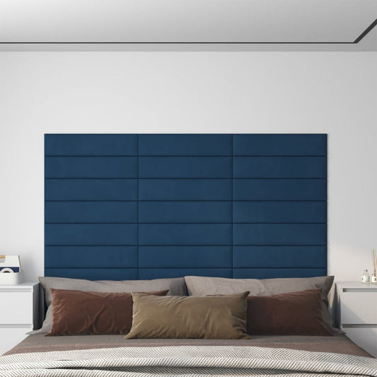 Wandpanelen 1,08 M² Fluweel Blauw 60 x 15 cm Rechthoekig