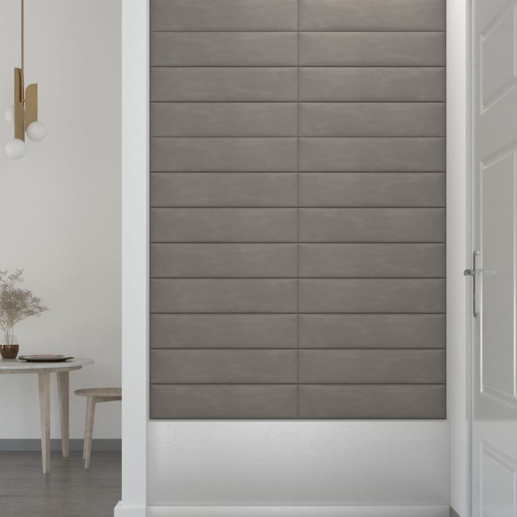 Wandpanelen 1,08 M² Fluweel Lichtgrijs 60 x 15 cm Rechthoekig