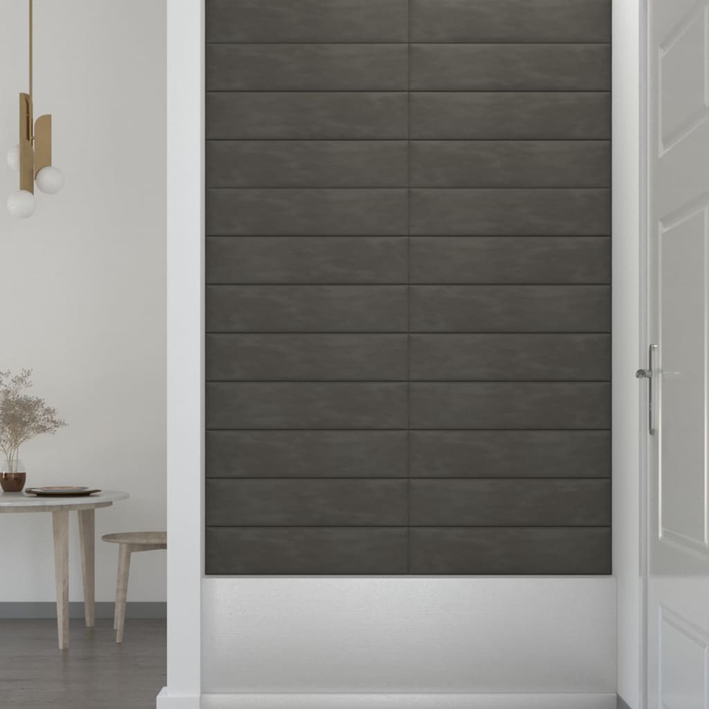 Wandpanelen 1,08 M² Fluweel Donkergrijs 60 x 15 cm Rechthoekig