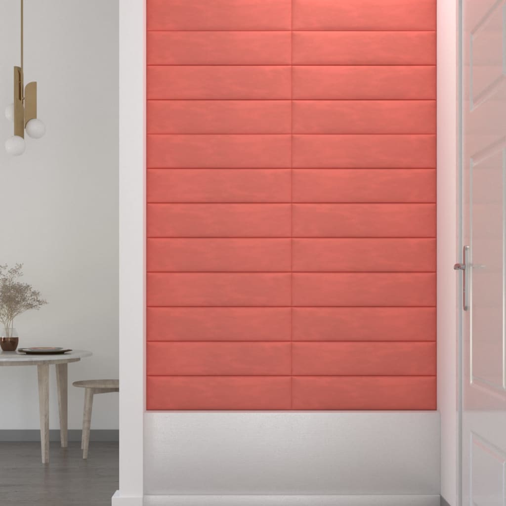 Wandpanelen 1,08 M² Fluweel Roze 60 x 15 cm Rechthoekig