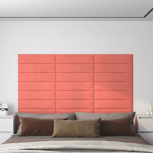 Wandpanelen 1,08 M² Fluweel Roze 60 x 15 cm Rechthoekig