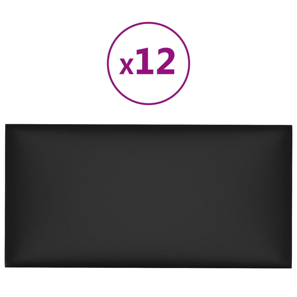 Wandpanelen 2,16 M² Kunstleer Zwart 60 x 30 cm Rechthoekig
