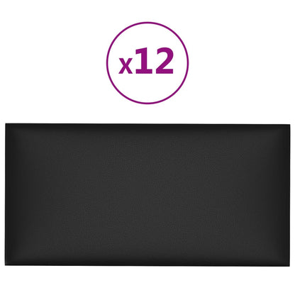 Wandpanelen 2,16 M² Kunstleer Zwart 60 x 30 cm Rechthoekig