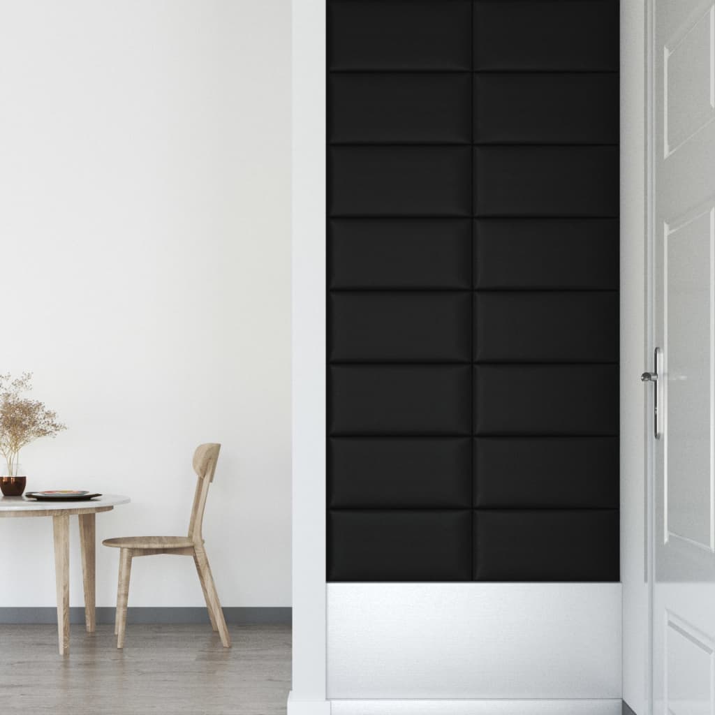 Wandpanelen 2,16 M² Kunstleer Zwart 60 x 30 cm Rechthoekig