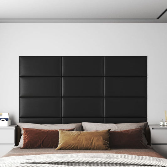 Wandpanelen 2,16 M² Kunstleer Zwart 60 x 30 cm Rechthoekig