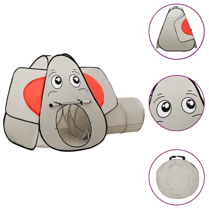 Kinderspeeltent met 250 ballen olifant 174x86x101 cm grijs