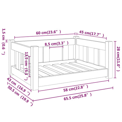Hondenmand 65,5X50,5X28 Cm Massief Grenenhout 65.5 x 50.5 x 28 cm Zwart