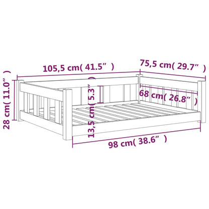 Hondenmand 105,5X75,5X28 Cm Massief Grenenhout 105.5 x 75.5 x 28 cm Wit