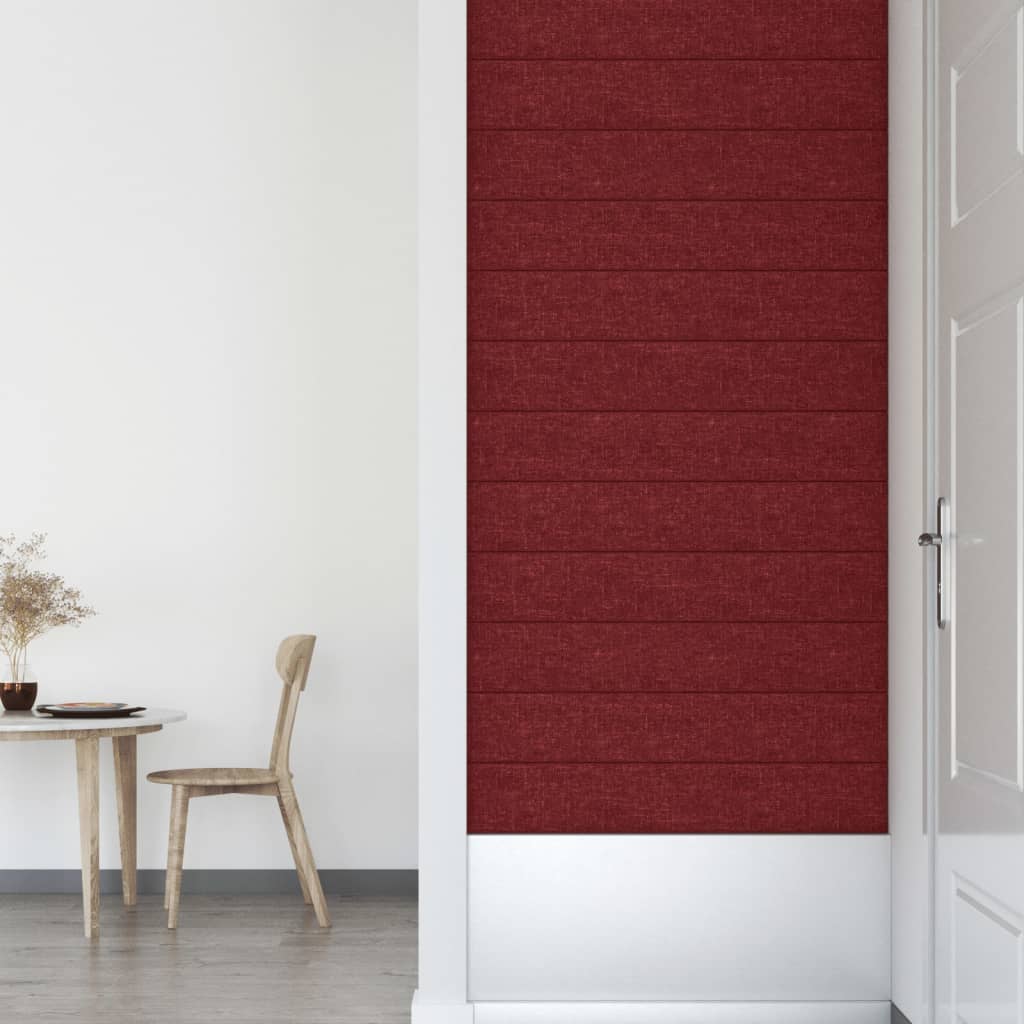 Wandpanelen 1,62 M² Stof Wijnrood 90 x 15 cm Rechthoekig