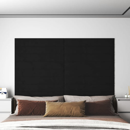 Wandpanelen 1,62 M² Fluweel Zwart 90 x 15 cm Rechthoekig