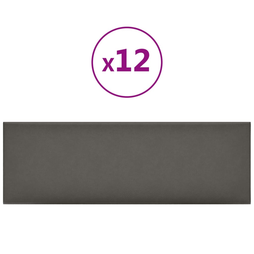 Wandpanelen 3,24 M² Kunstleer Grijs 90 x 30 cm Rechthoekig