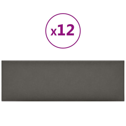 Wandpanelen 3,24 M² Kunstleer Grijs 90 x 30 cm Rechthoekig