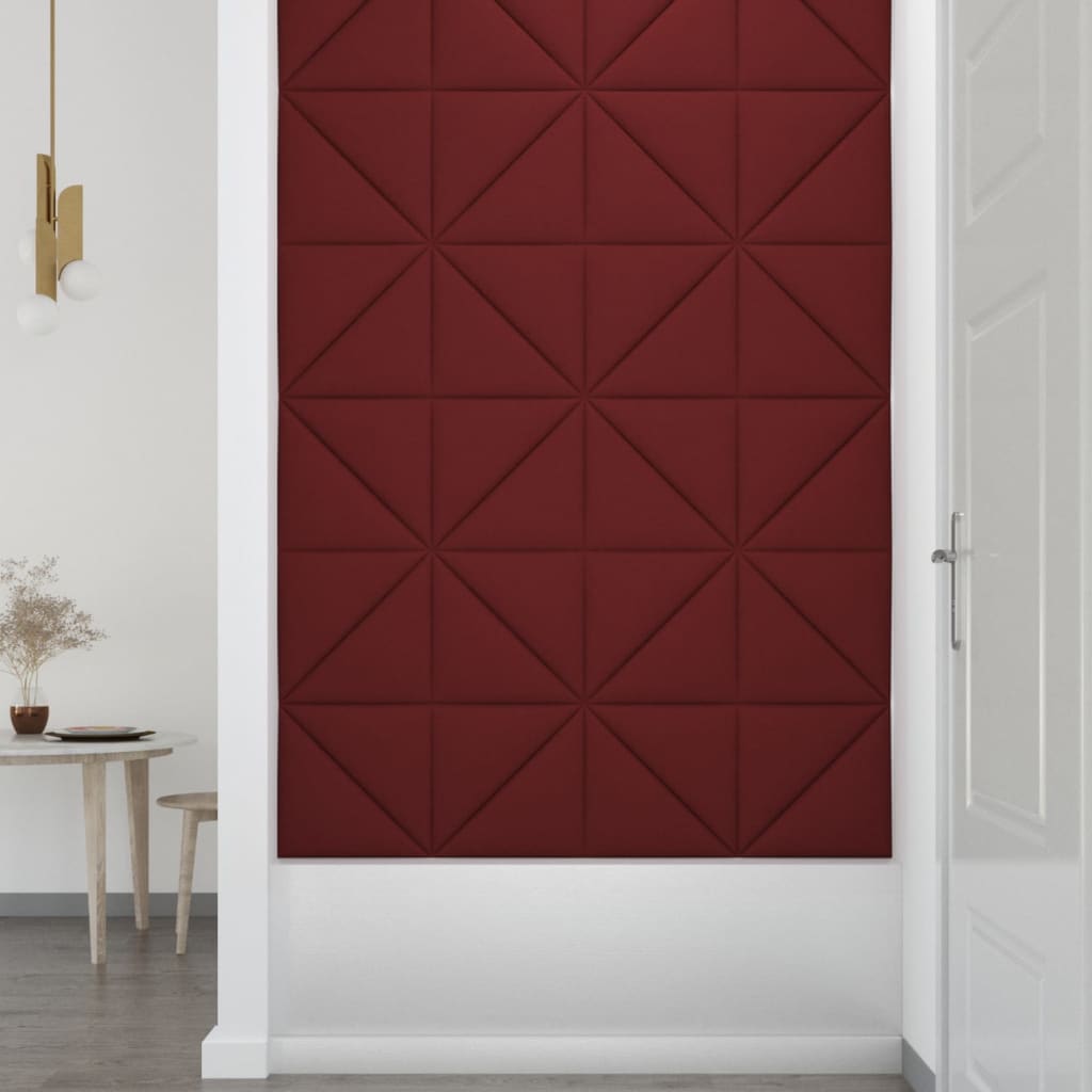 Wandpanelen 0,54 M² Stof Wijnrood 30 x 30 cm Driehoekig