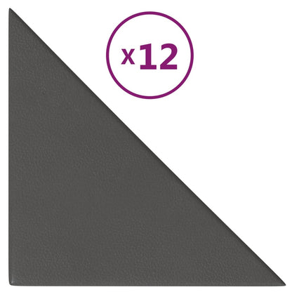 Wandpanelen 0,54 M² Kunstleer Grijs 30 x 30 cm Driehoekig