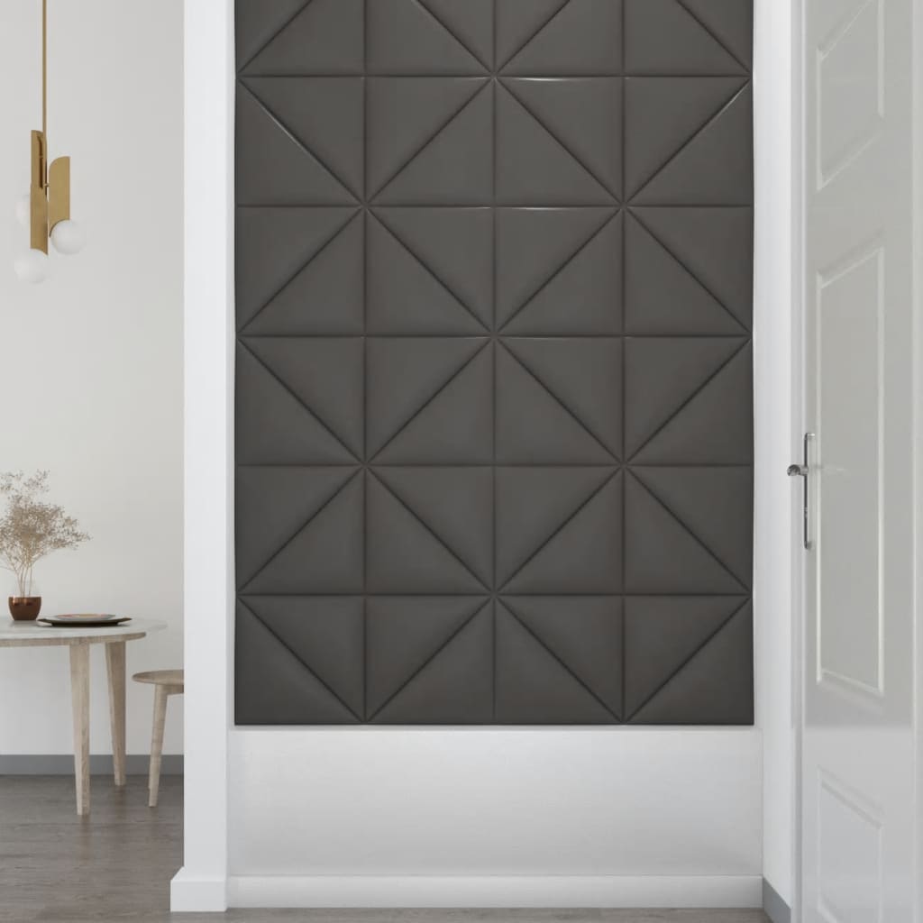 Wandpanelen 0,54 M² Kunstleer Grijs 30 x 30 cm Driehoekig