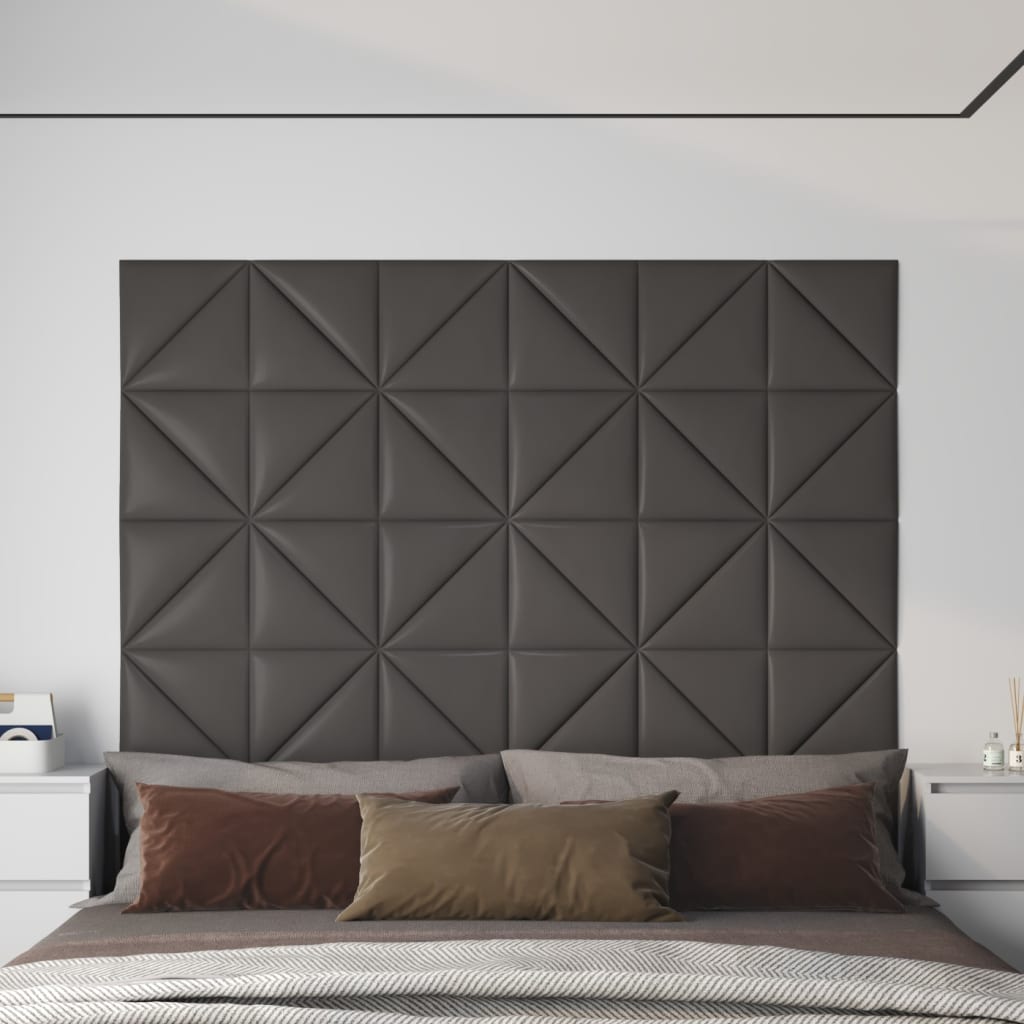 Wandpanelen 0,54 M² Kunstleer Grijs 30 x 30 cm Driehoekig