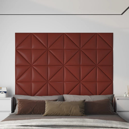 Wandpanelen 0,54 M² Kunstleer Wijnrood 30 x 30 cm Driehoekig
