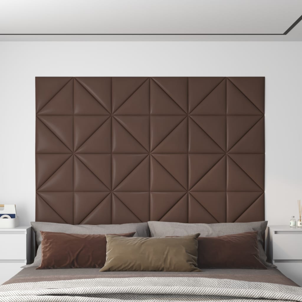 Wandpanelen 0,54 M² Kunstleer Bruin 30 x 30 cm Driehoekig