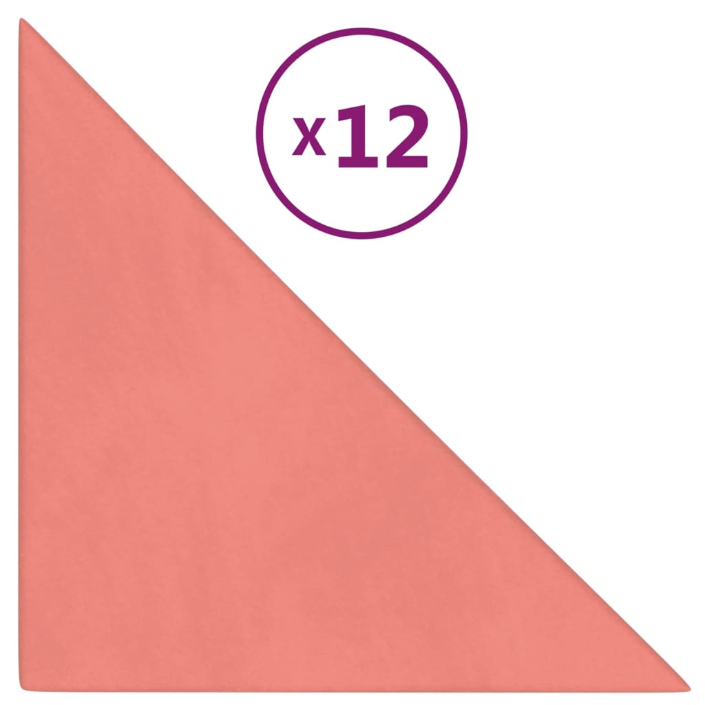Wandpanelen 0,54 M² Fluweel Roze 30 x 30 cm Driehoekig