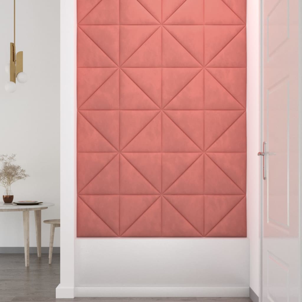 Wandpanelen 0,54 M² Fluweel Roze 30 x 30 cm Driehoekig