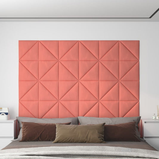 Wandpanelen 0,54 M² Fluweel Roze 30 x 30 cm Driehoekig