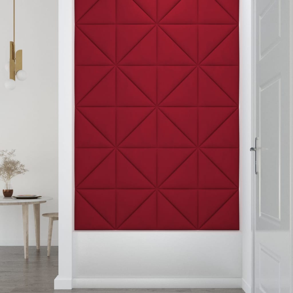 Wandpanelen 0,54 M² Fluweel Wijnrood 30 x 30 cm Driehoekig