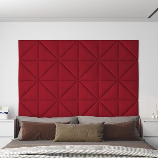 Wandpanelen 0,54 M² Fluweel Wijnrood 30 x 30 cm Driehoekig