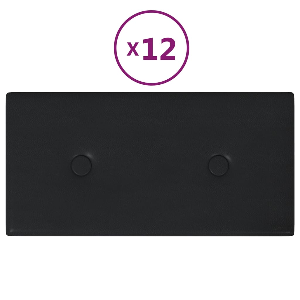 Wandpanelen 0,54 M² Kunstleer 30 x 15 cm Zwart