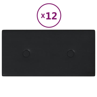 Wandpanelen 0,54 M² Kunstleer 30 x 15 cm Zwart