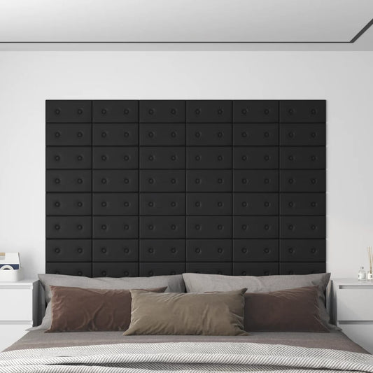 Wandpanelen 0,54 M² Kunstleer 30 x 15 cm Zwart