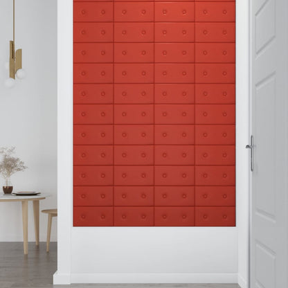 Wandpanelen 0,54 M² Kunstleer 30 x 15 cm Rood
