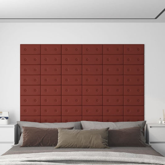 Wandpanelen 0,54 M² Kunstleer 30 x 15 cm Wijnrood