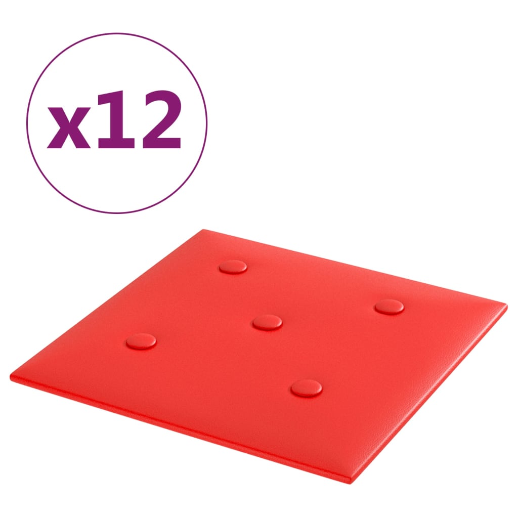 Wandpanelen 1,08 M² Kunstleer 30 x 30 cm Rood