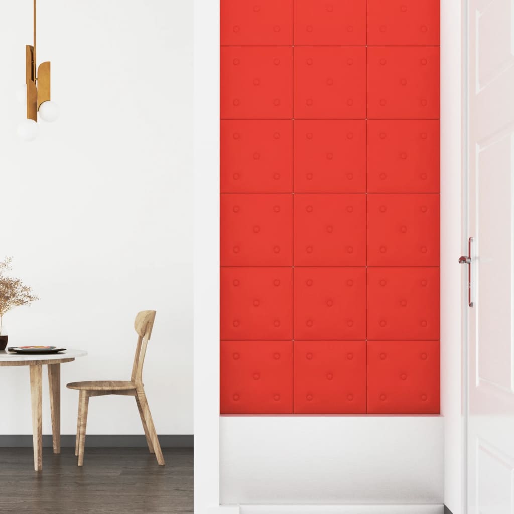 Wandpanelen 1,08 M² Kunstleer 30 x 30 cm Rood