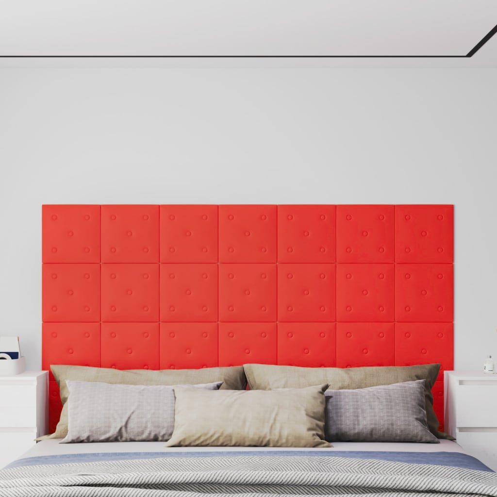 Wandpanelen 1,08 M² Kunstleer 30 x 30 cm Rood