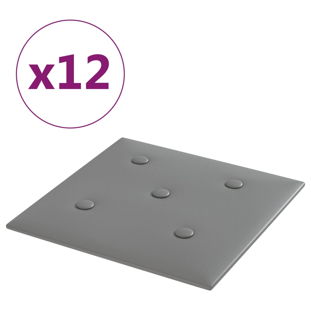 Wandpanelen 1,08 M² Kunstleer 30 x 30 cm Grijs