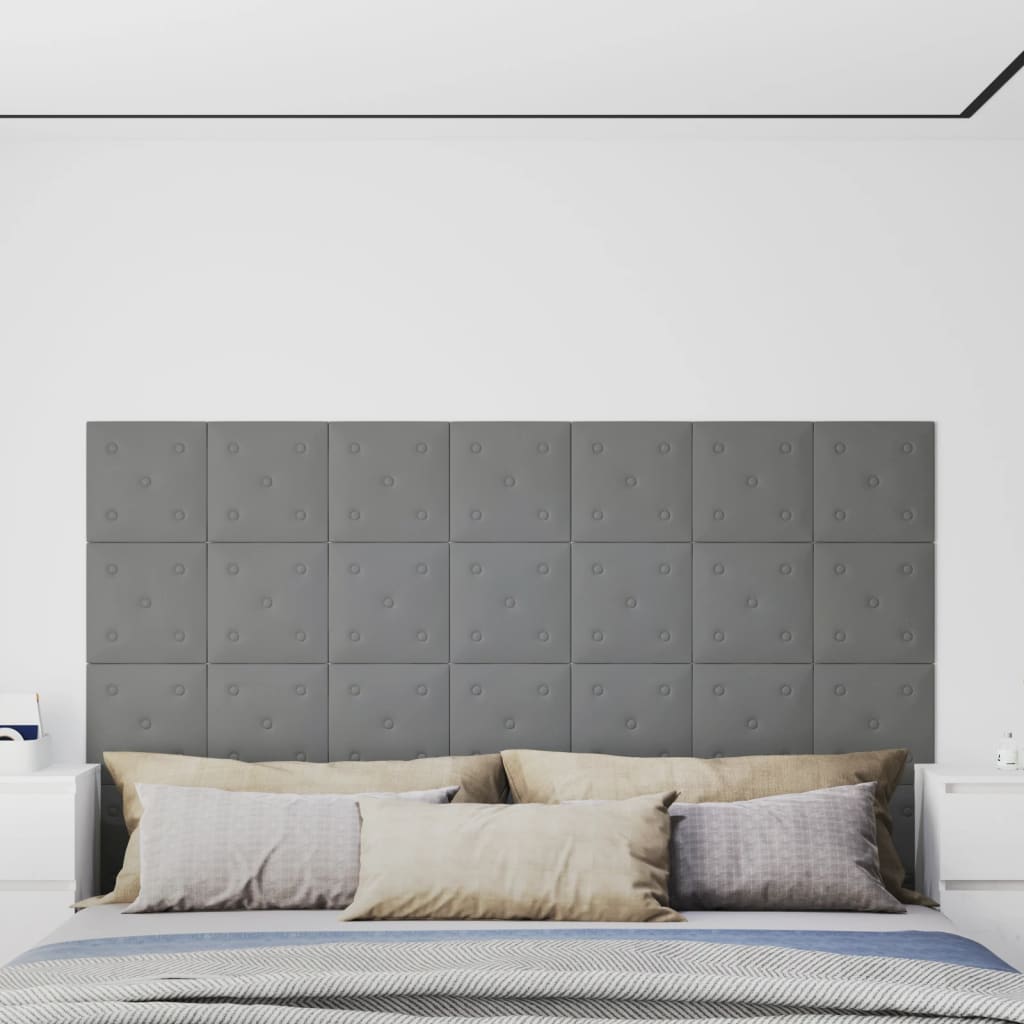 Wandpanelen 1,08 M² Kunstleer 30 x 30 cm Grijs